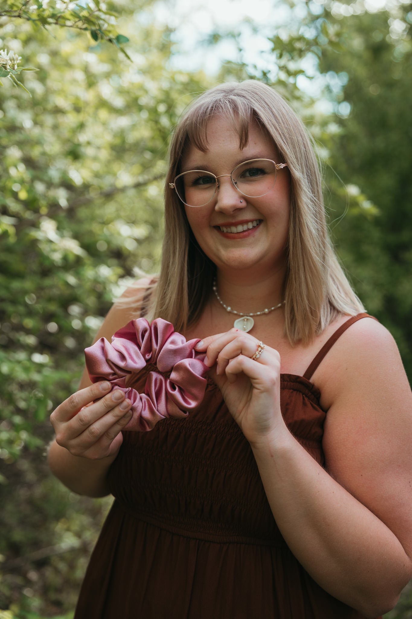 Plush Mauve Satin ScrunchieWebster Wax Company