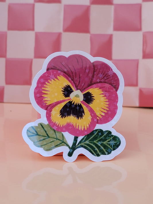 Fuschia & Yellow Pansy Sticker