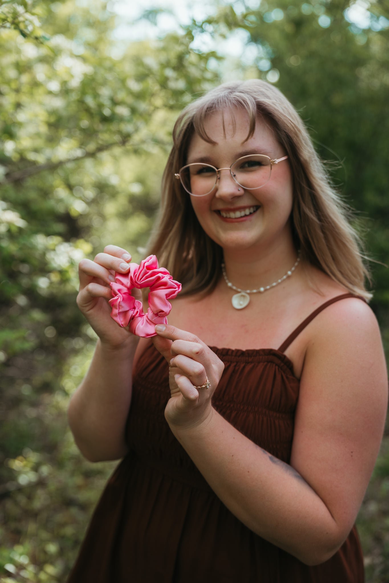 Bright Pink Satin ScrunchieWebster Wax Company