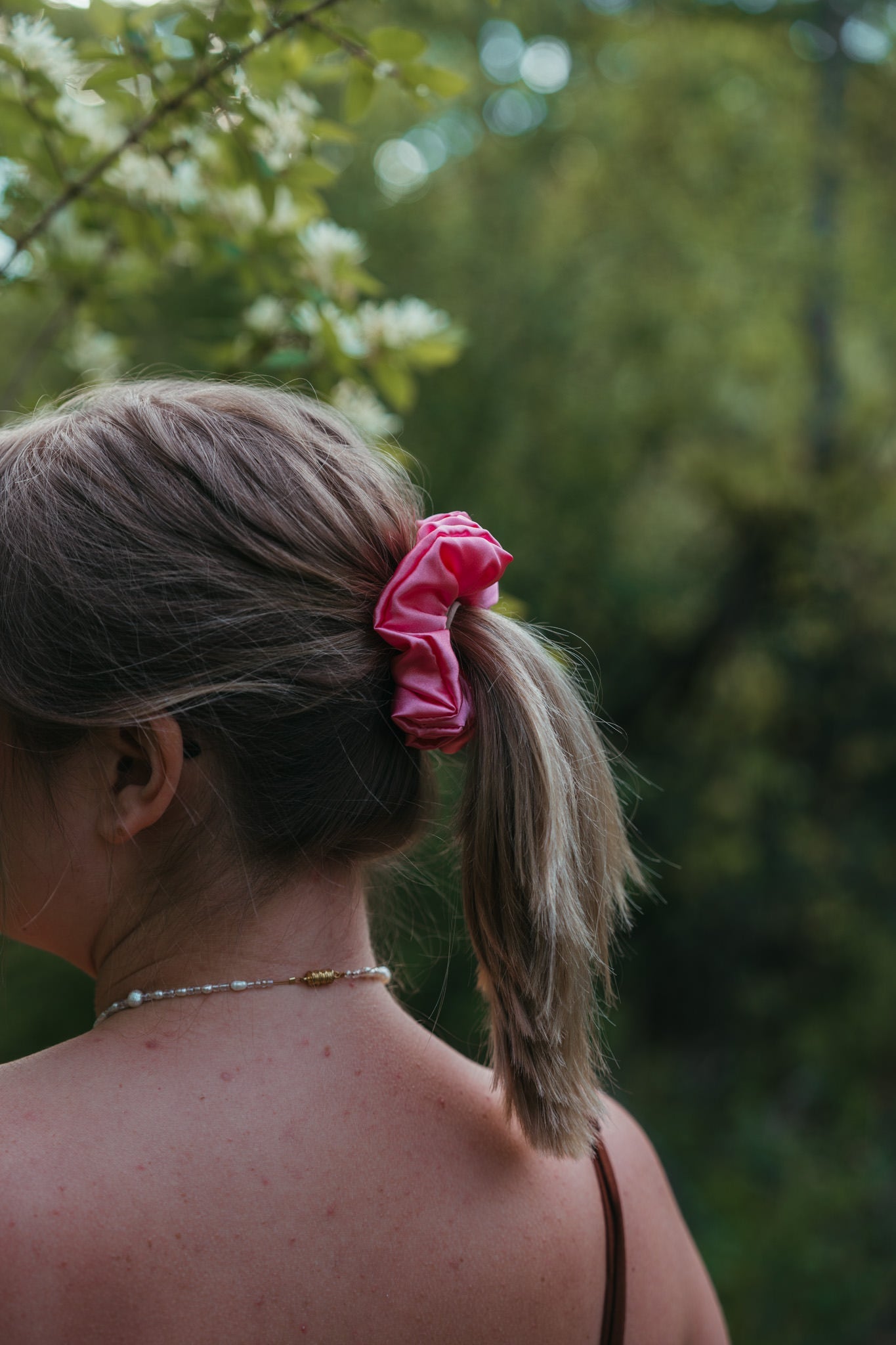 Bright Pink Satin ScrunchieWebster Wax Company
