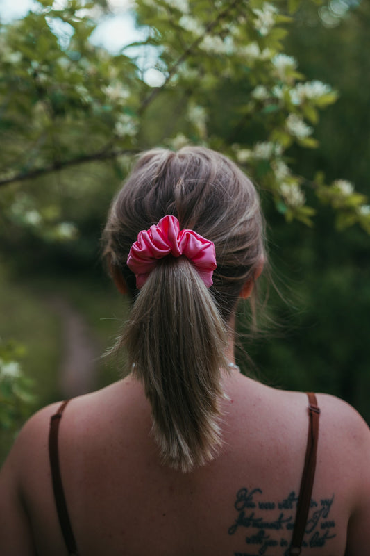 Bright Pink Satin ScrunchieWebster Wax Company