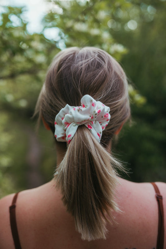 Dainty Pink Flower ScrunchieWebster Wax Company