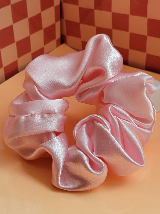 Plush Light Pink Satin ScrunchieWebster Wax Company