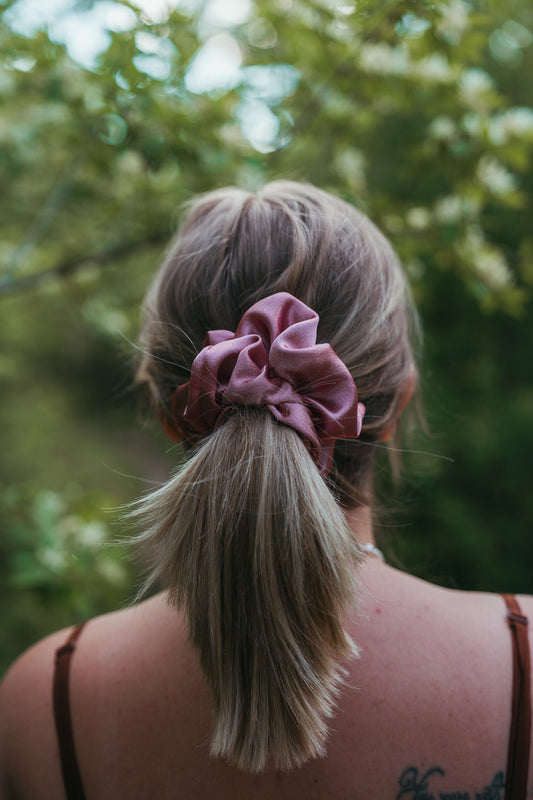 Plush Mauve Satin ScrunchieWebster Wax Company