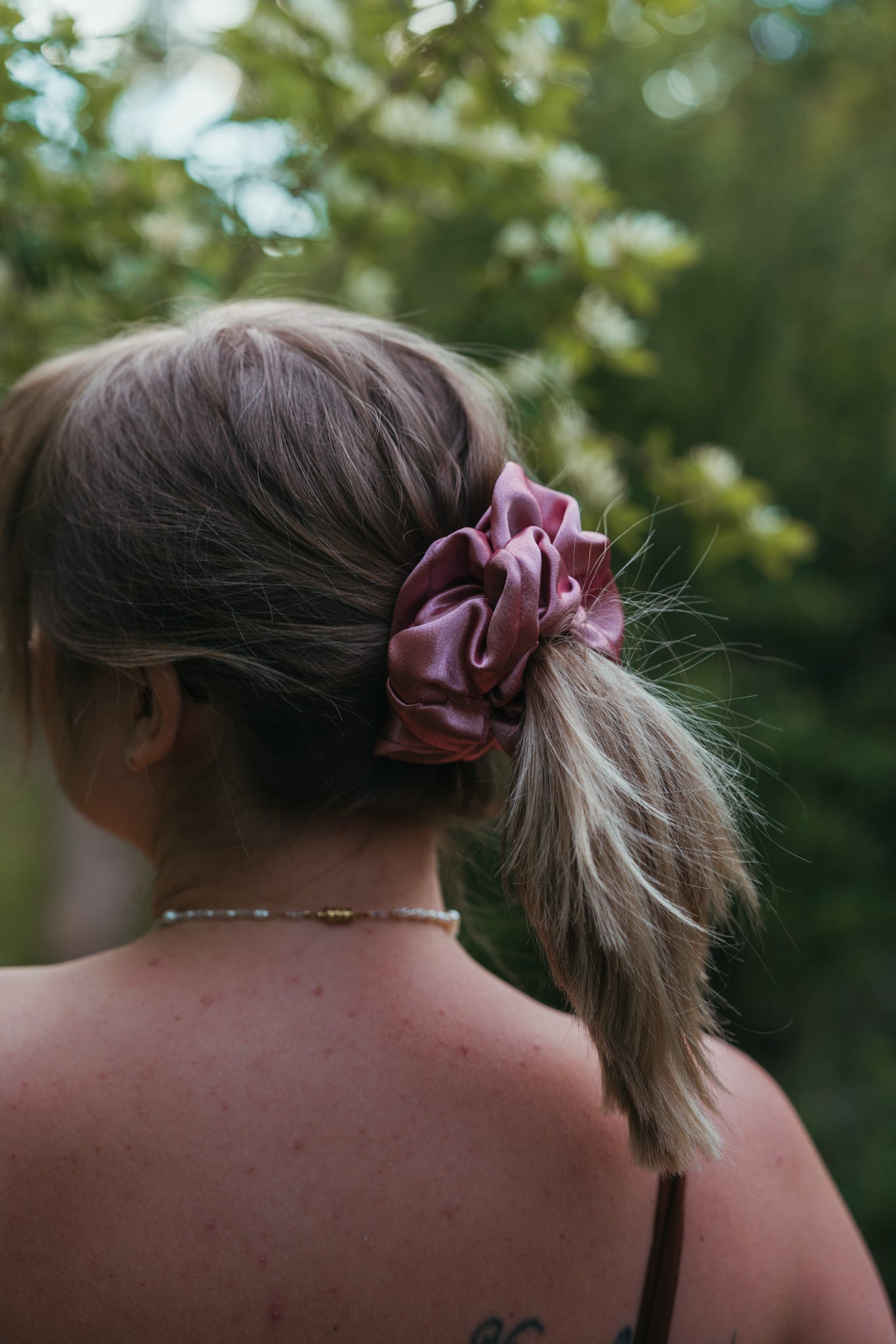 Plush Mauve Satin ScrunchieWebster Wax Company
